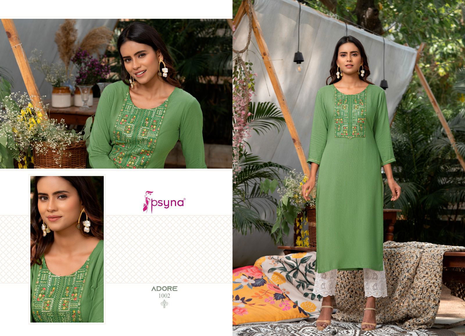 Psyna Adore Wholesale Embroidery Designer Kurti Catalog